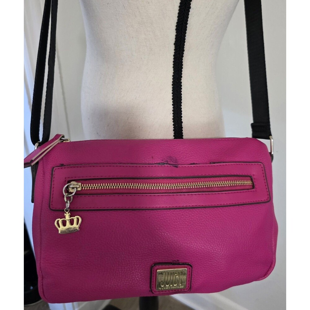 Nice JUICY COUTURE Hot Pink Bag Purse CROSSBODY Faux Leather GuC